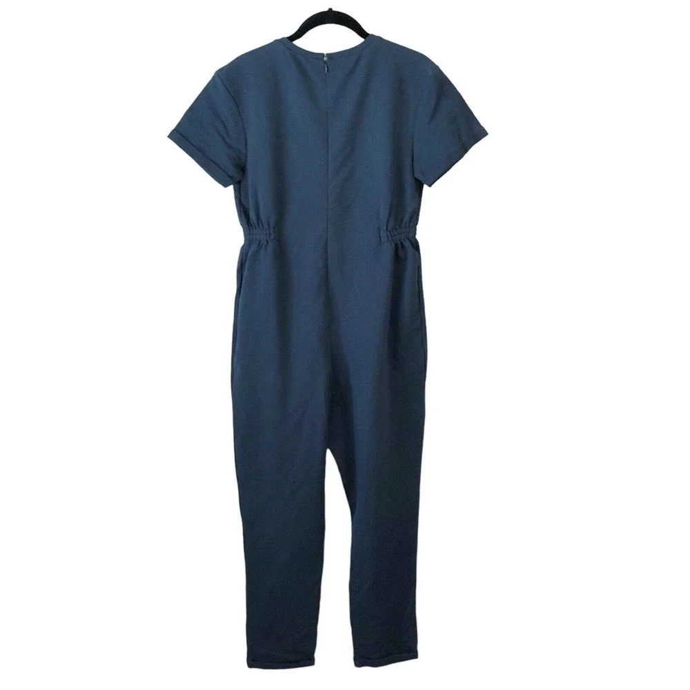 NEW The Nines by Hatch Maternity Jumpsuit Blue Cotton French Terry Short SlvSz S